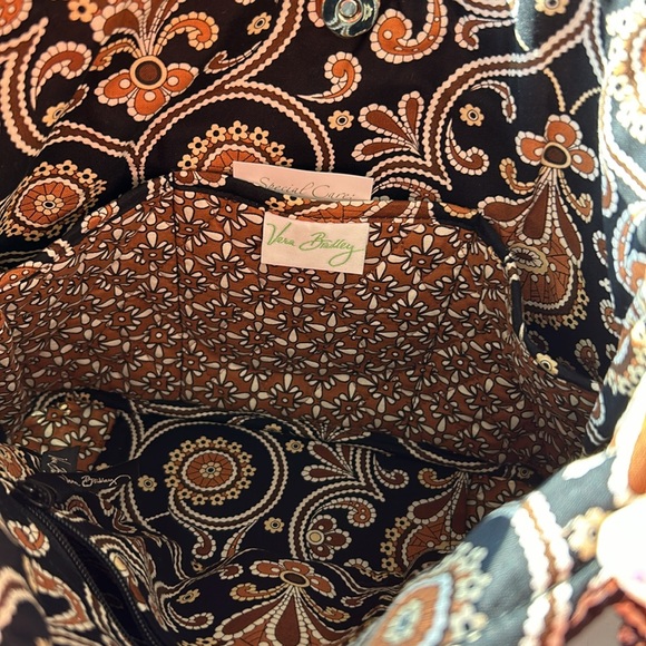 Vera Bradley Caffe Latte Quilted Shoulder Bag Purse, Black Brown Paisley Pattern - Picture 5 of 9